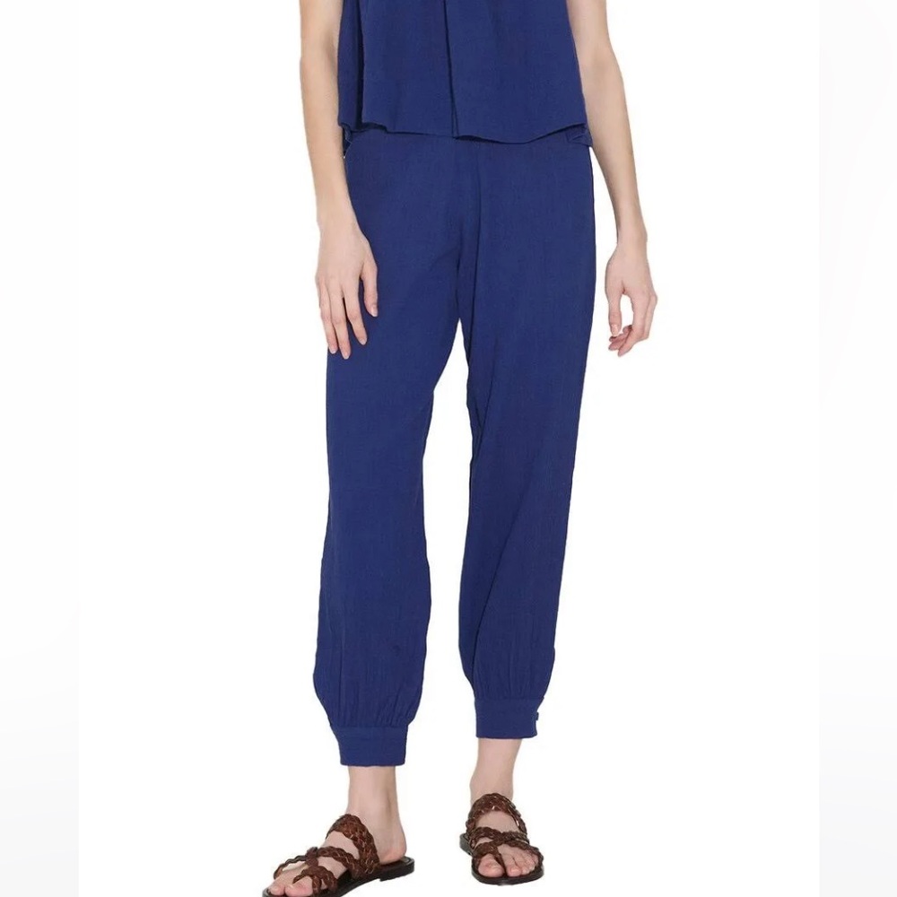 Suzie Kondi Button cuff harem BLACK cotton gauze pants